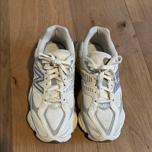 New Balance Cream and Gray Athletic Shoes